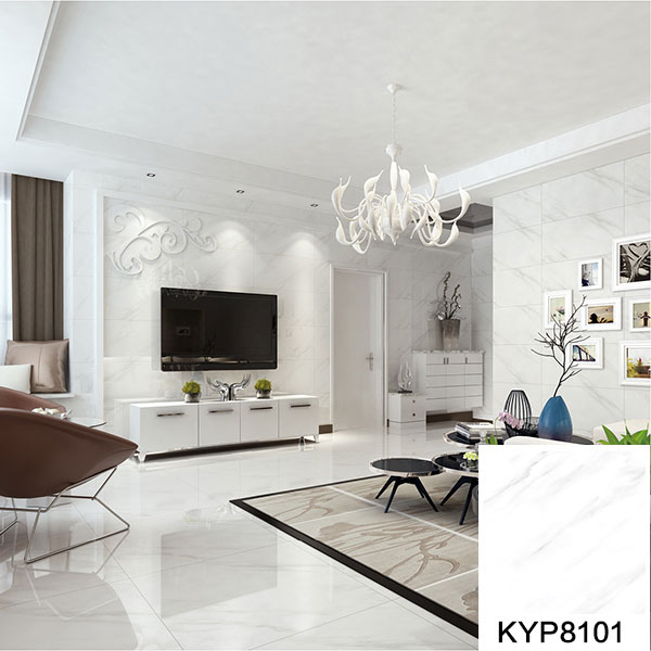 02永利yl23455大理石瓷砖：爵士白KYP8101铺贴效果图