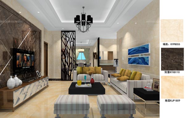 陶瓷一线品牌永利yl23455瓷砖客餐厅效果图